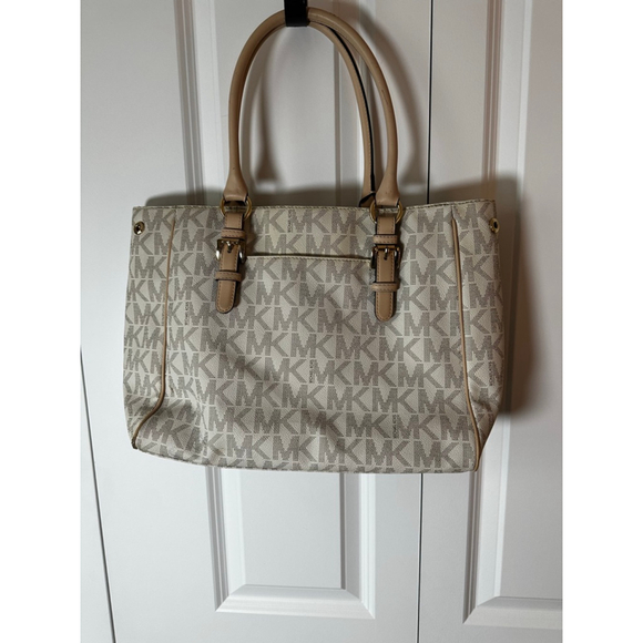 Women\'s Michael Kors White & Beige Monogram Tote Bag, One Size